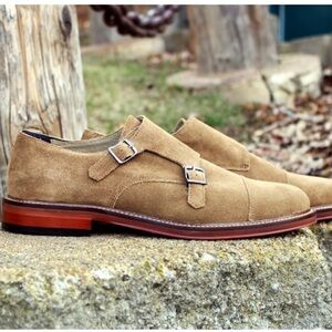 Banana Republic Marden tan Suede Double Monk derby oxfords Shoe men 8.5